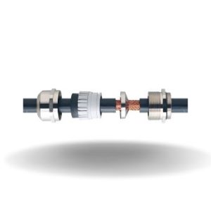 Prensa-cabos EN 45545 EMSKV EMV-S RW, com cones de aterramento, latão niquelado