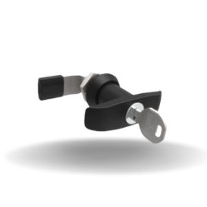 Fecho Lingueta, Maçaneta T, Travamento por chave segredo único, 25mm (.98 in) Altura, com vedação, Zamac, Pintura a Pó, Preto