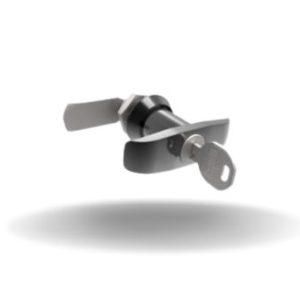 Fecho Lingueta, Maçaneta T, Travamento por chave segredo único, 25mm (.98 in) Altura, com vedação, Zamac, Cromado, Brilhante