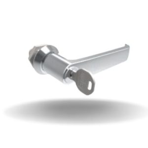 Fecho Lingueta, Maçaneta L, Travamento por chave segredo único, Sem lingueta, com vedação, Zamac, Cromado, Brilhante