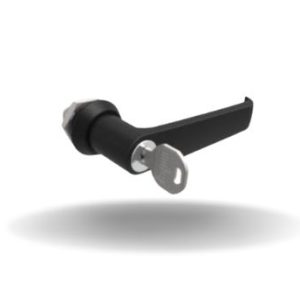 Fecho Lingueta, Maçaneta L, Travamento por chave vários segredos, Sem lingueta, com vedação, Zamac, Pintura a Pó, Preto