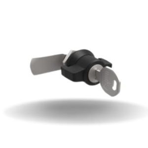 Fecho Lingueta, Maçaneta Curta, Travamento por chave vários segredos, 20mm (.79 in) Altura, com vedação, Zamac, Pintura a Pó, Preto