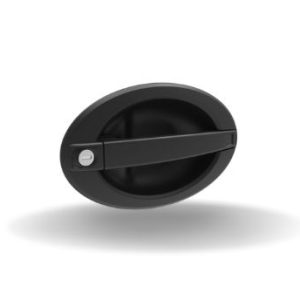 Acionadores, Ponto único ou multipontos, com suporte para cabos, Oval Large Handle, Flush Mount, Chave CH 751 (2 chaves incluídas), Poliamida 6, Preto