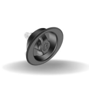 Fechos Lingueta com quarto de volta, Tipo A- Travamento no sentido horário, Fecho Embutido (com base embutida) com manopla borboleta, Travamento com chave, Sem vedação, Zamac, Revestimento em pó, Preto