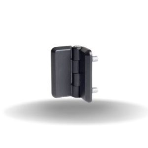 Dobradiças com Montagem de Superfície, Série 50, Prisioneiro e porca, Zamac, Revestimento em pó, Preto