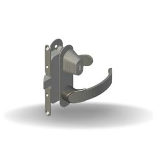 Fecho Modelo Offshore para Portas Giratórias, Botão de privacidade, Mão esquerda, para fora, Travamento com chave, 14.5 - 17mm Grossura da Porta , Preto
