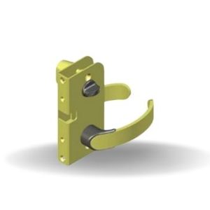 Fecho Modelo Offshore para Portas Giratórias, Botão de privacidade, Giro à esquerda, Travamento com chave, 14.5 - 17mm Grossura da Porta , PVD, Latão polido